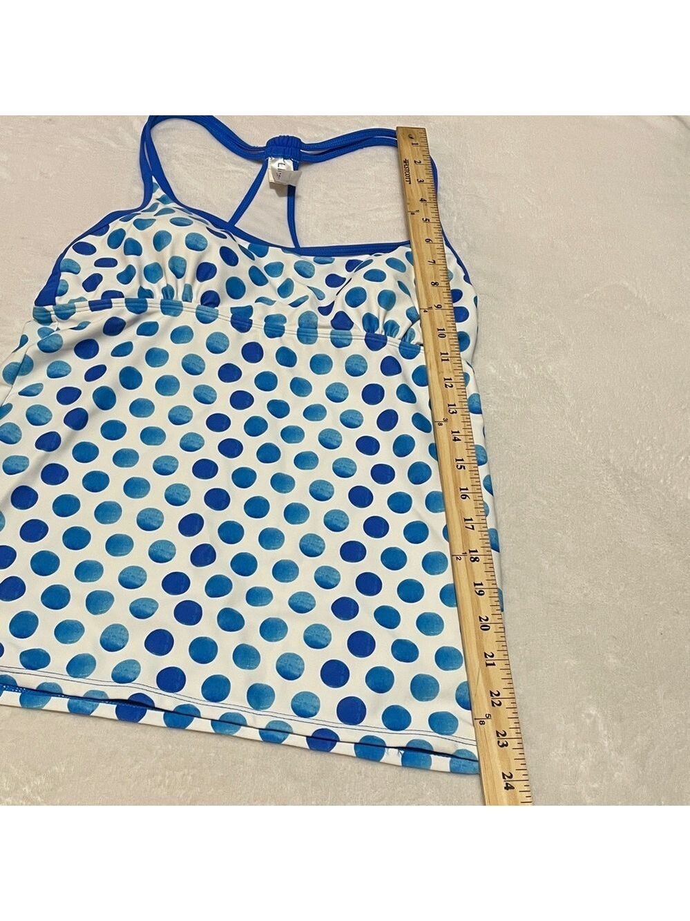 Lime Ricki Royal Blue and White Polka Dot Tankini Swim Top Large - Picture 8 of 8